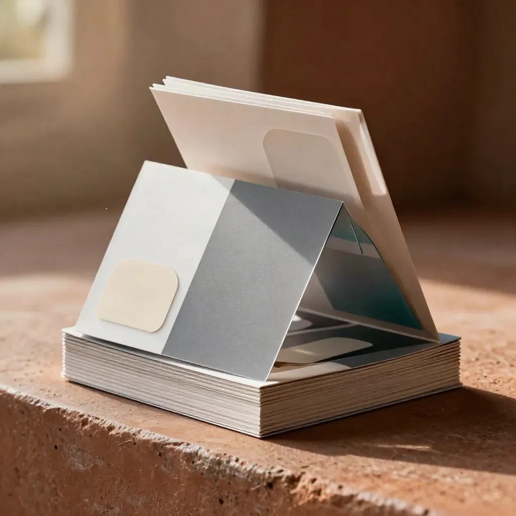 Cartelle di localizzazione e-commerce in primo piano con scontrini vuoti e inserti di confezione.