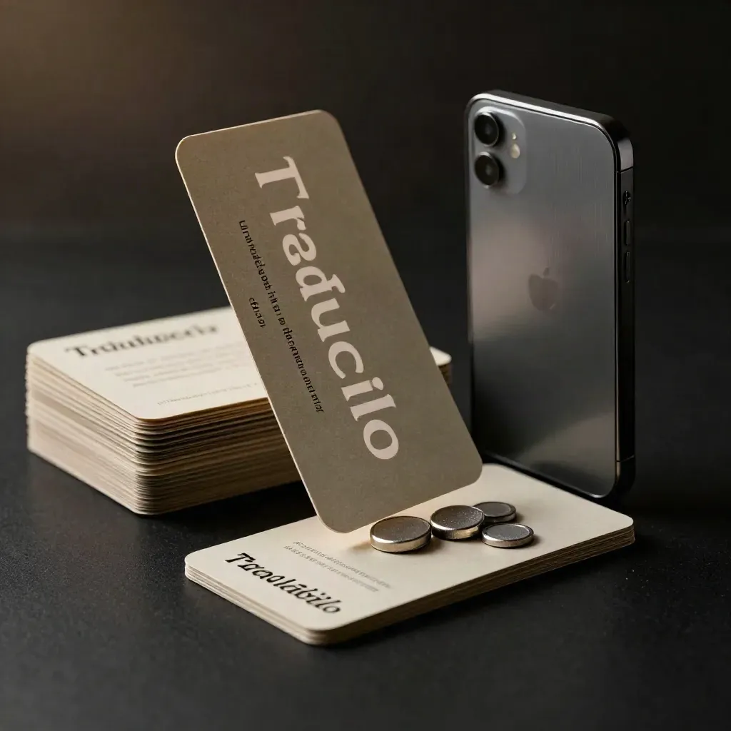 Carte sottotitoli e telefono stilizzato su fondo nero con luce drammatica e riflessi teal.